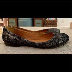Frye Carson Ballet Flats—Black Metallic—Size 7